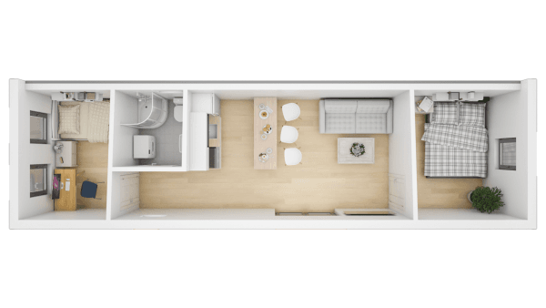 Двокімнатний модульний будинок – 40,8 м²