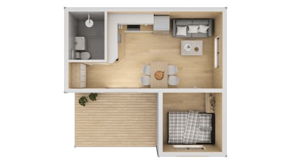 Кутовий дачний будинок 40,5 м²